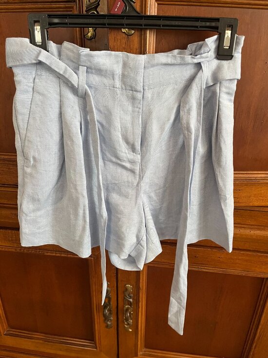 LOFT Pants - LOFT Petites Linen Paperbag Waist Shorts Light Blue 2P